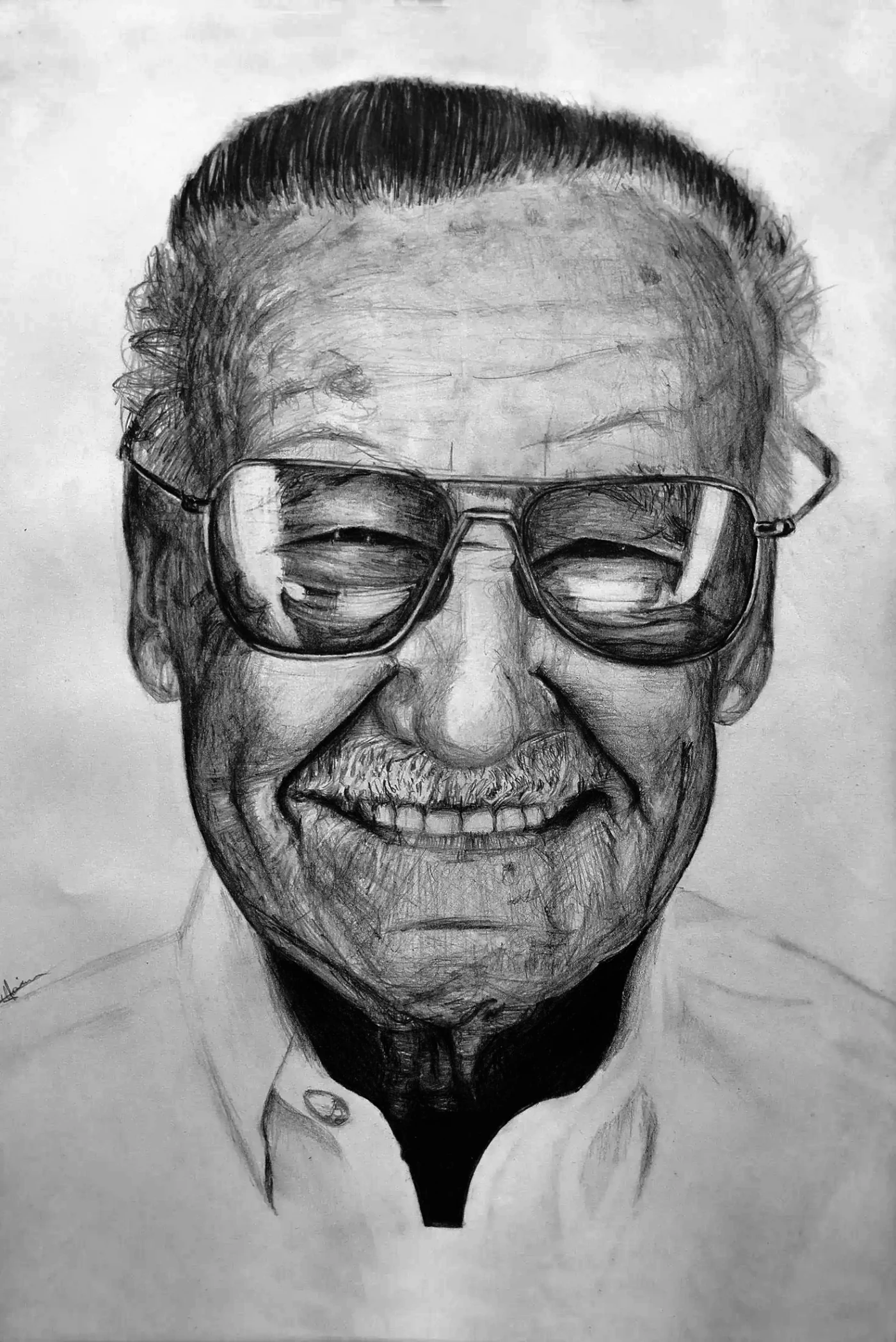 Stan Lee n02, portrait graphite par Jeremy MORIN