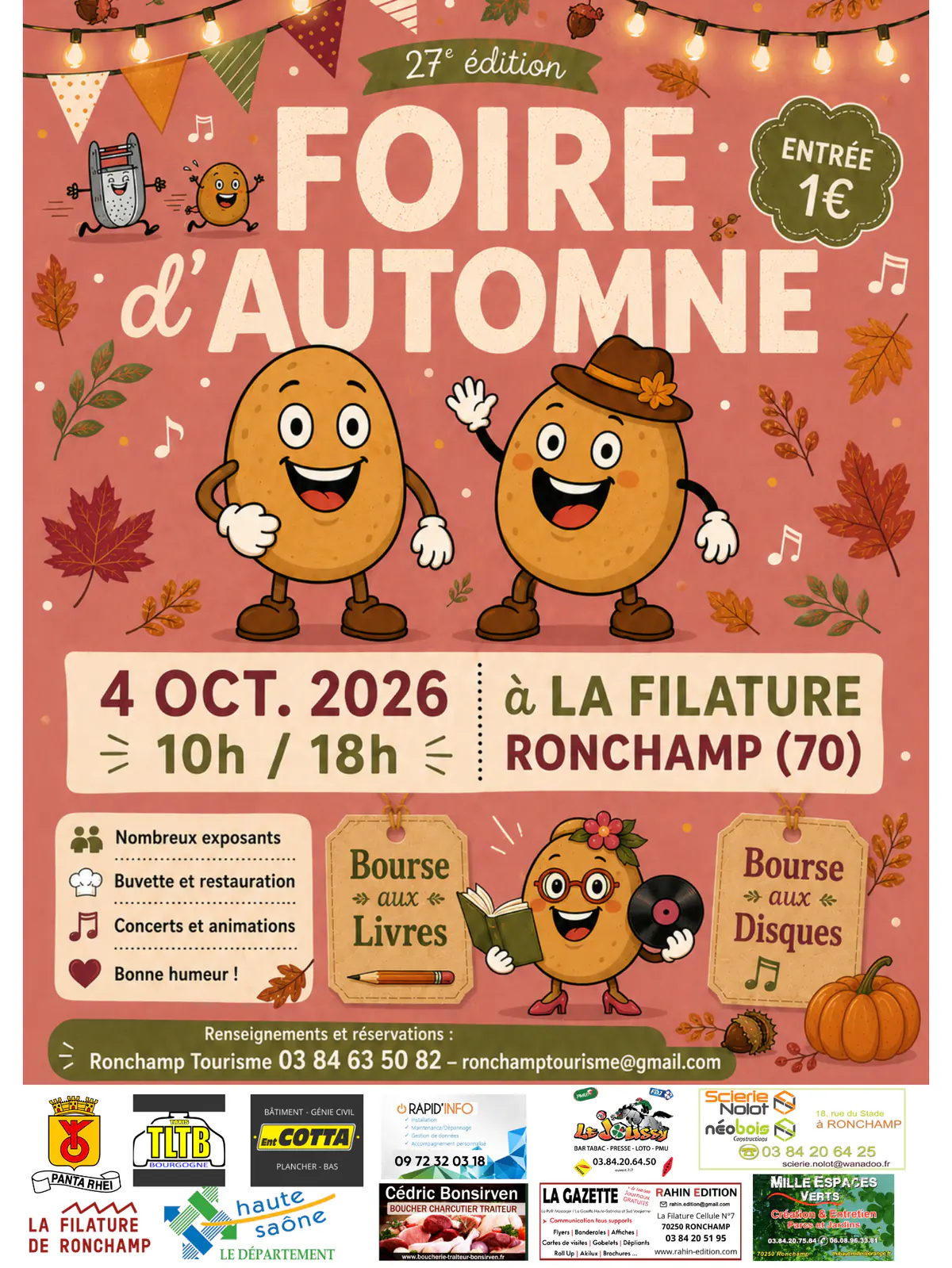 Affiche de la 27e Foire d'Automne à La Filature de Ronchamp le 4 octobre 2026