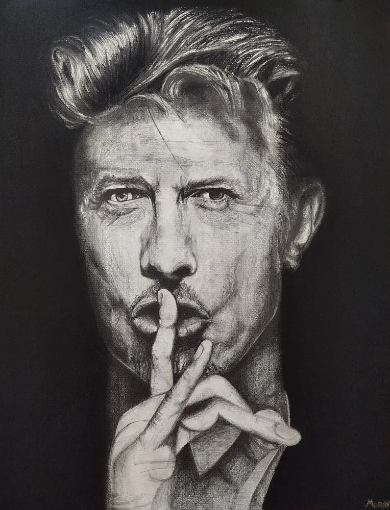 Dessin David Bowie issu de la série More than reality, œuvre exposée par Jérémy Morin